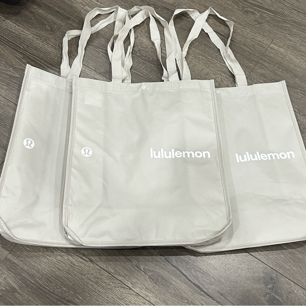 3 pieces Lululemon athletica reusable Tote Bags-taupe
